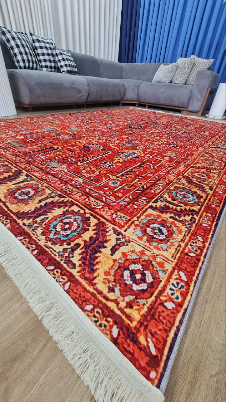 فرشینه لاکی مخمل ابریشم ترک طرح افشانه برند آراد - ابعاد ۲×۳ متری